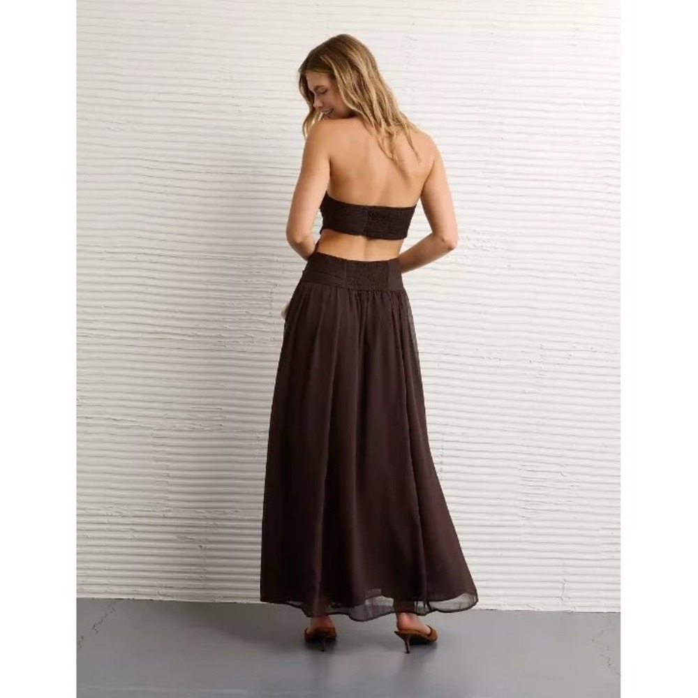 American Eagle Brown Smocked Shirred Tube Top Maxi Dress Size M New With Tags - Picture 3 of 8